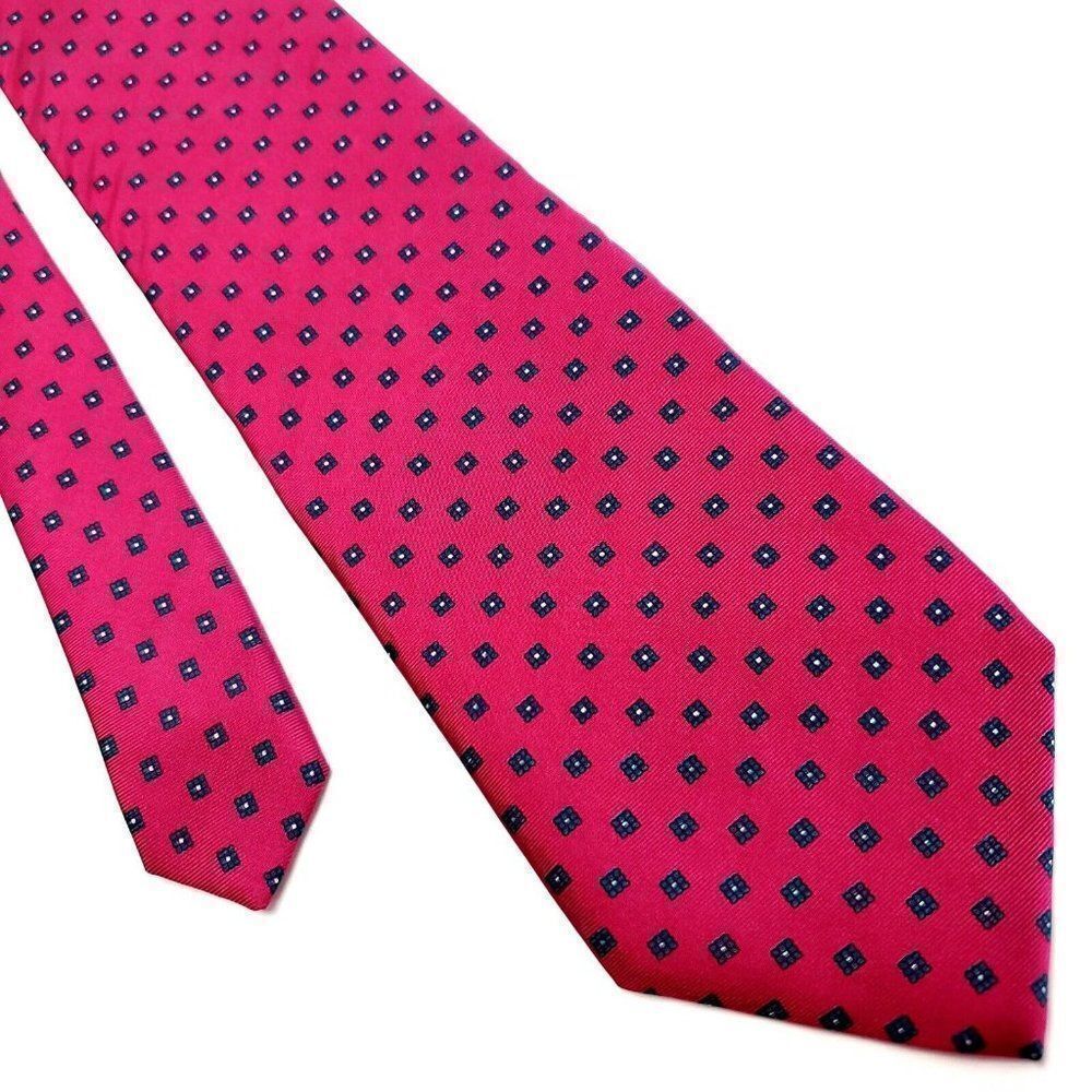 Stafford Red Silk Tie Woven Geometric Short‎